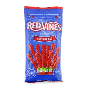 A pack of Red Vines Original Red candy licorice sticks.