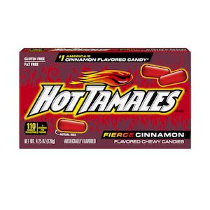 Pack of Hot Tamales chewy cinnamon-flavored candies.
