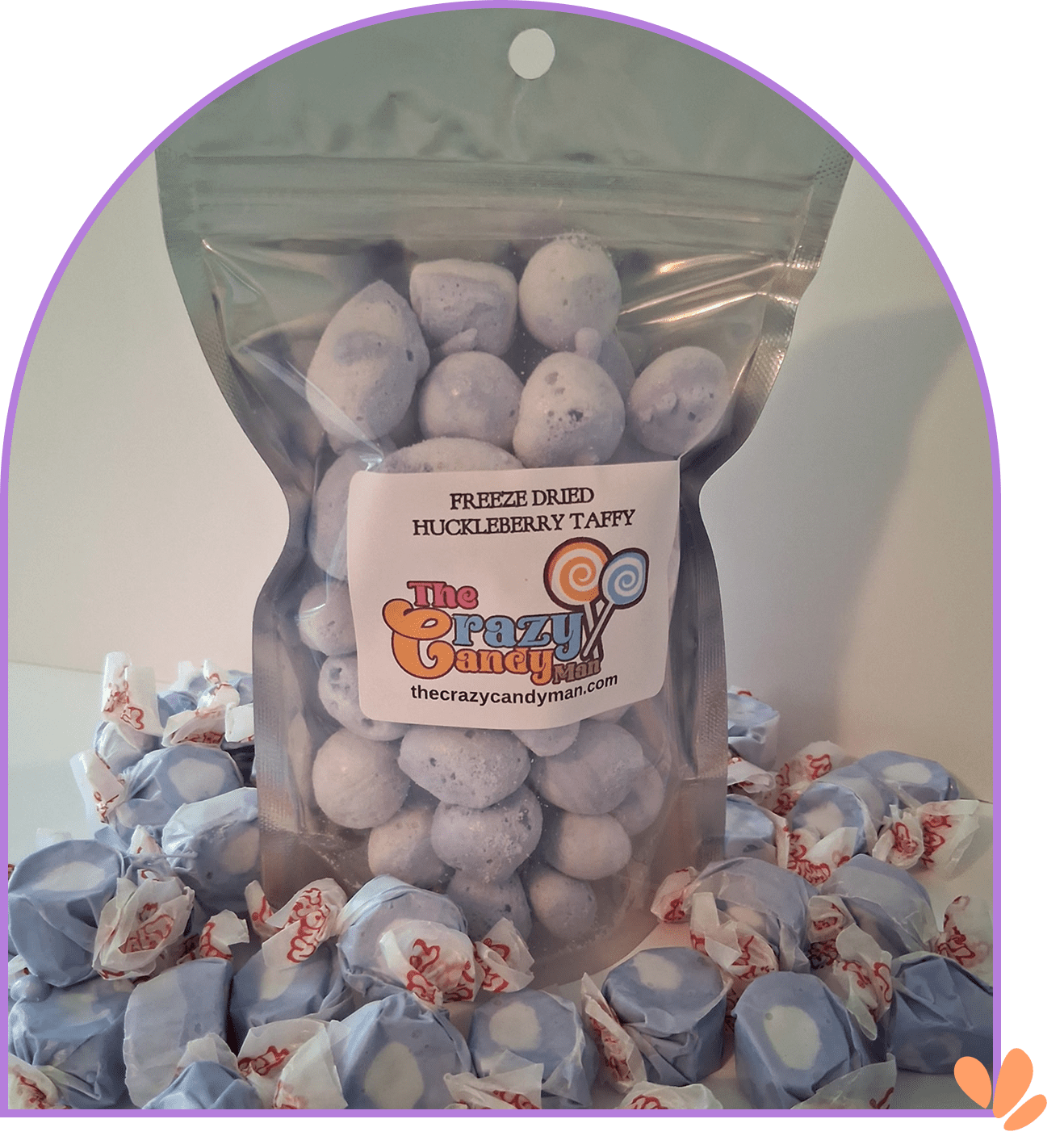 A bag of Mochi ice cream balls with several wrapped pieces around it.